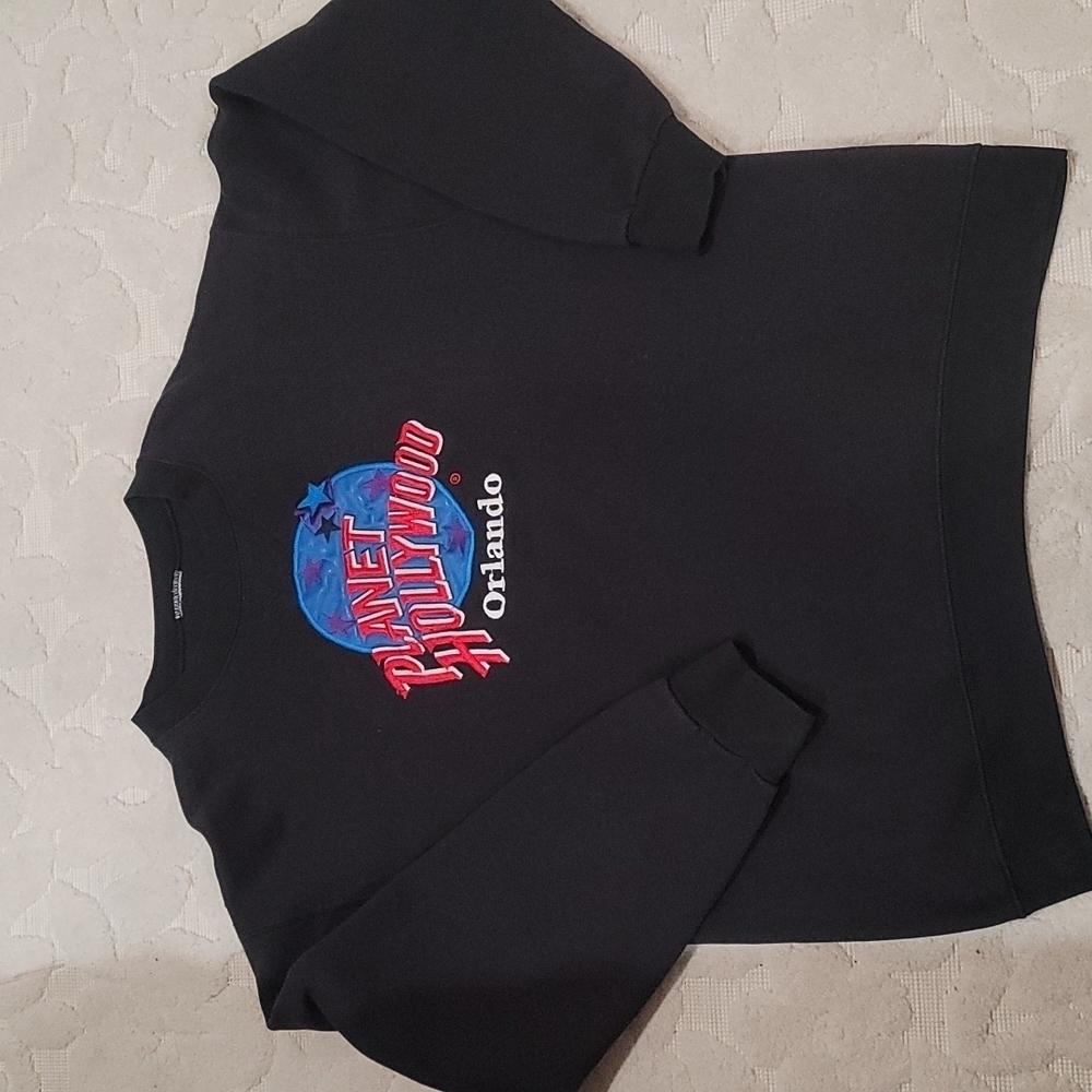 Vintage Y2K 1991 Planet Hollywood Orlando Black Sweatshirt Unisex Adult L 90s - Picture 1 of 3